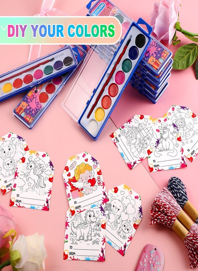 مارسبارك مجموعة ألوان مائية من مارسبارك، ٢٤ لونًا، مثالية للأطفال في عيد الحب، تتضمن بطاقات وفرشًا، مناسبة للحرف اليدوية، هدايا غير حلوى، هدايا للتبادل الصفي، هدايا لحفلات عيد الحب، قابلة للغسل. - Image 4